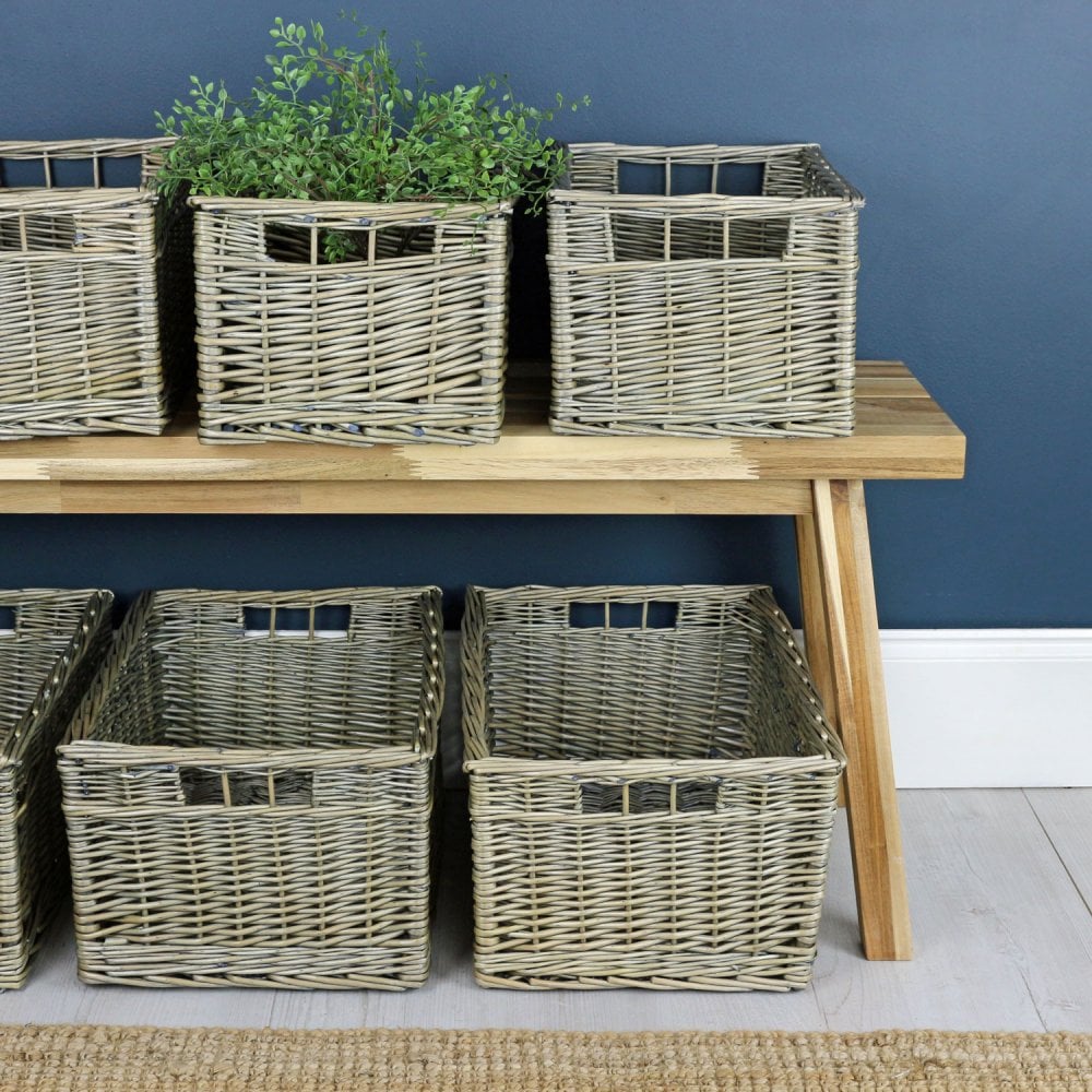 Antique Wash Wicker Storage Basket