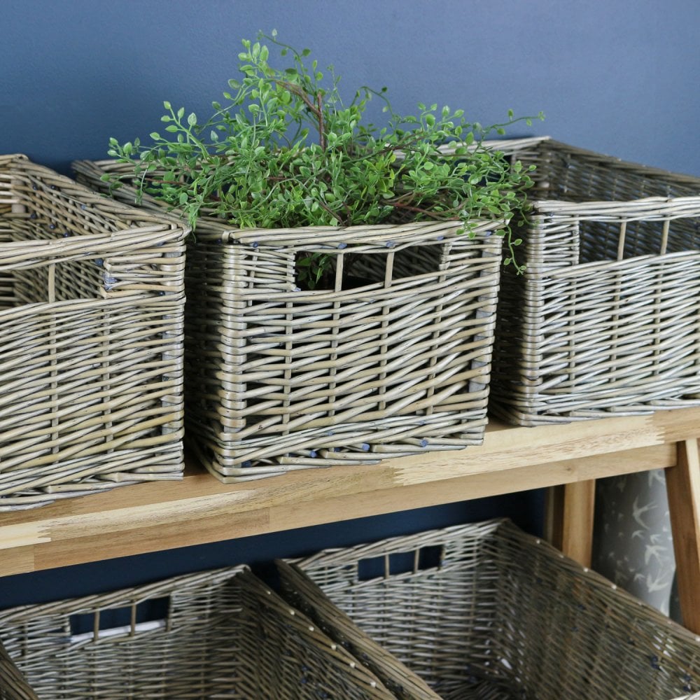 Antique Wash Wicker Storage Basket