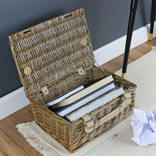 Antique Wash Wicker Storage Hamper Basket