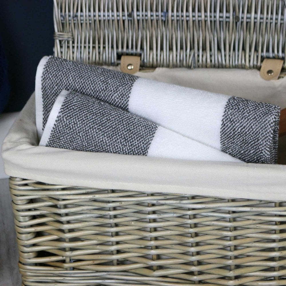 Antique Wash Wicker Storage Hamper With Lid